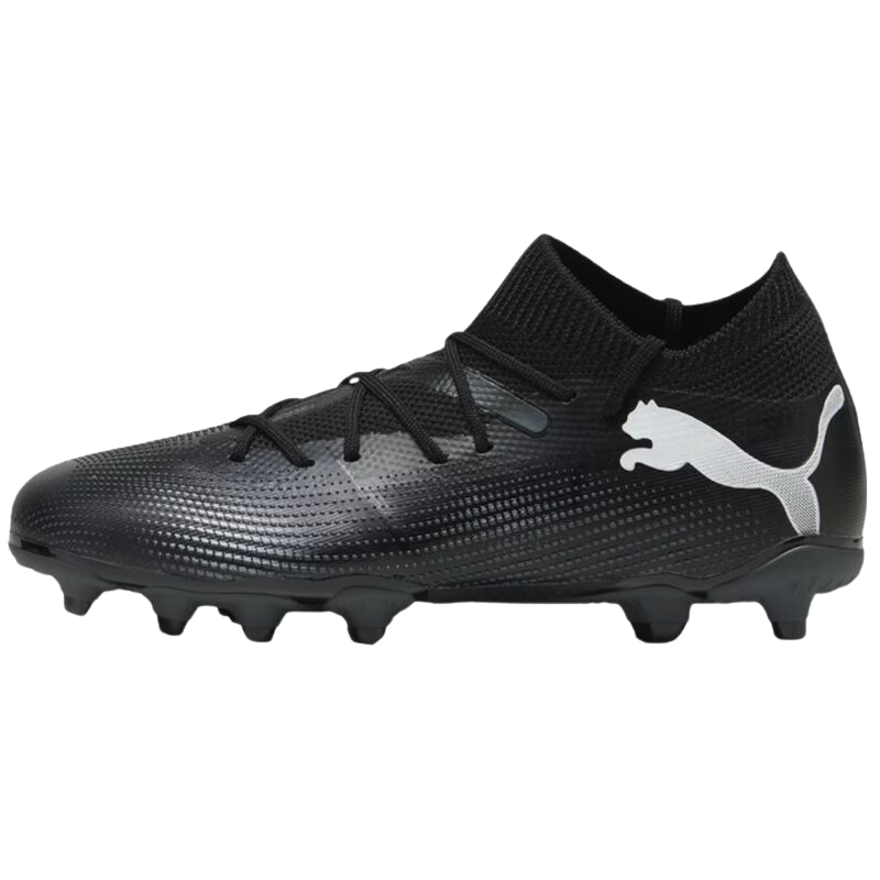 Puma Future 7 Match FG/AG Soccer Cleats Junior Black/White side pointing left