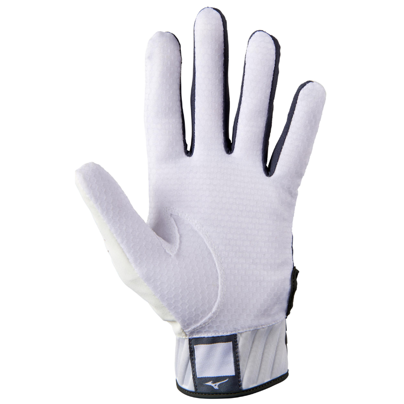 Mizuno MVP Baseball Batting Gloves Youth 2022 white/grey front (palm)