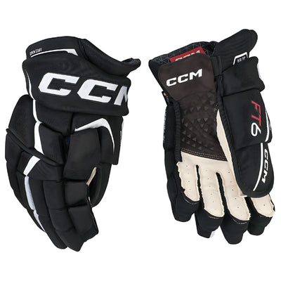 CCM Hockey Protective Gear CCM JetSpeed FT6 Hockey Gloves Senior Black White HGFT6SR