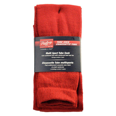 Rawlings Baseball Accessories Rawlings Baseball Tube Socks 3 Pack Scarlet