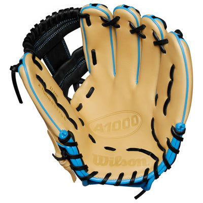 Wilson Baseball Gloves Wilson A1000 1786 11.5" Infield Baseball Glove Blonde Black Blue