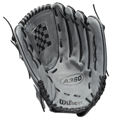 Wilson Baseball Gloves Wilson A360 14" Slo-Pitch Baseball Glove Adult FR Gray Black