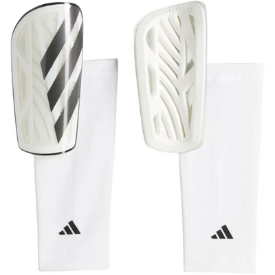 Adidas Tiro League Soccer Shin Guards White/Black/Silver front and back