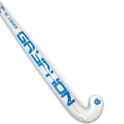 Gryphon Slasher Field Hockey Stick White/Blue 30" side with head at bottom-right