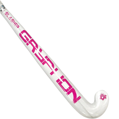 Gryphon Slasher Field Hockey Stick White/Pink 30" side with head at bottom-right