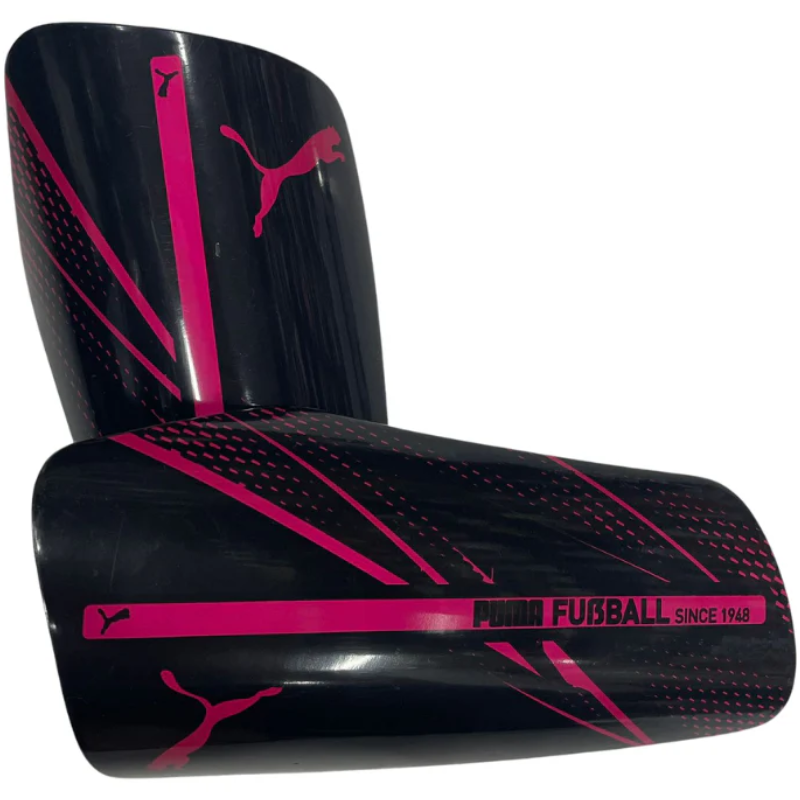 Puma Attacanto Sleeve Shin Guards Black/Pink front of both shin guards