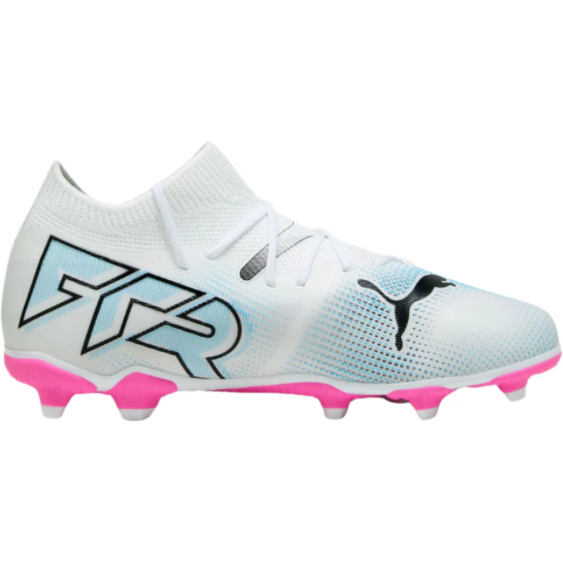 Puma Future 7 Match FG/AG Soccer Cleats Junior White/Black/Pink side pointing right