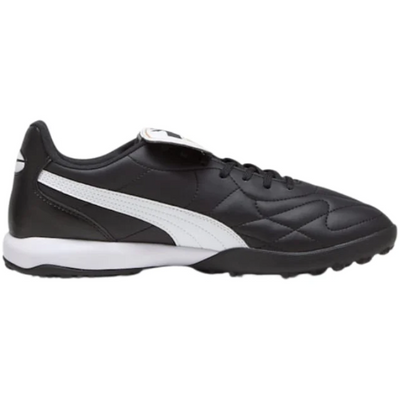 Puma King Top TT Soccer Turf Shoe Black/White/Gold Adult side pointing right